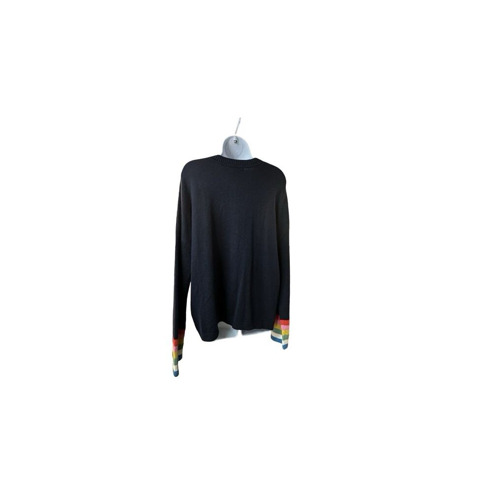 Boden Cardigan Sweater Womens 14 Navy Rainbow Stripe Wool Cashmere Pockets - Picture 2 of 10